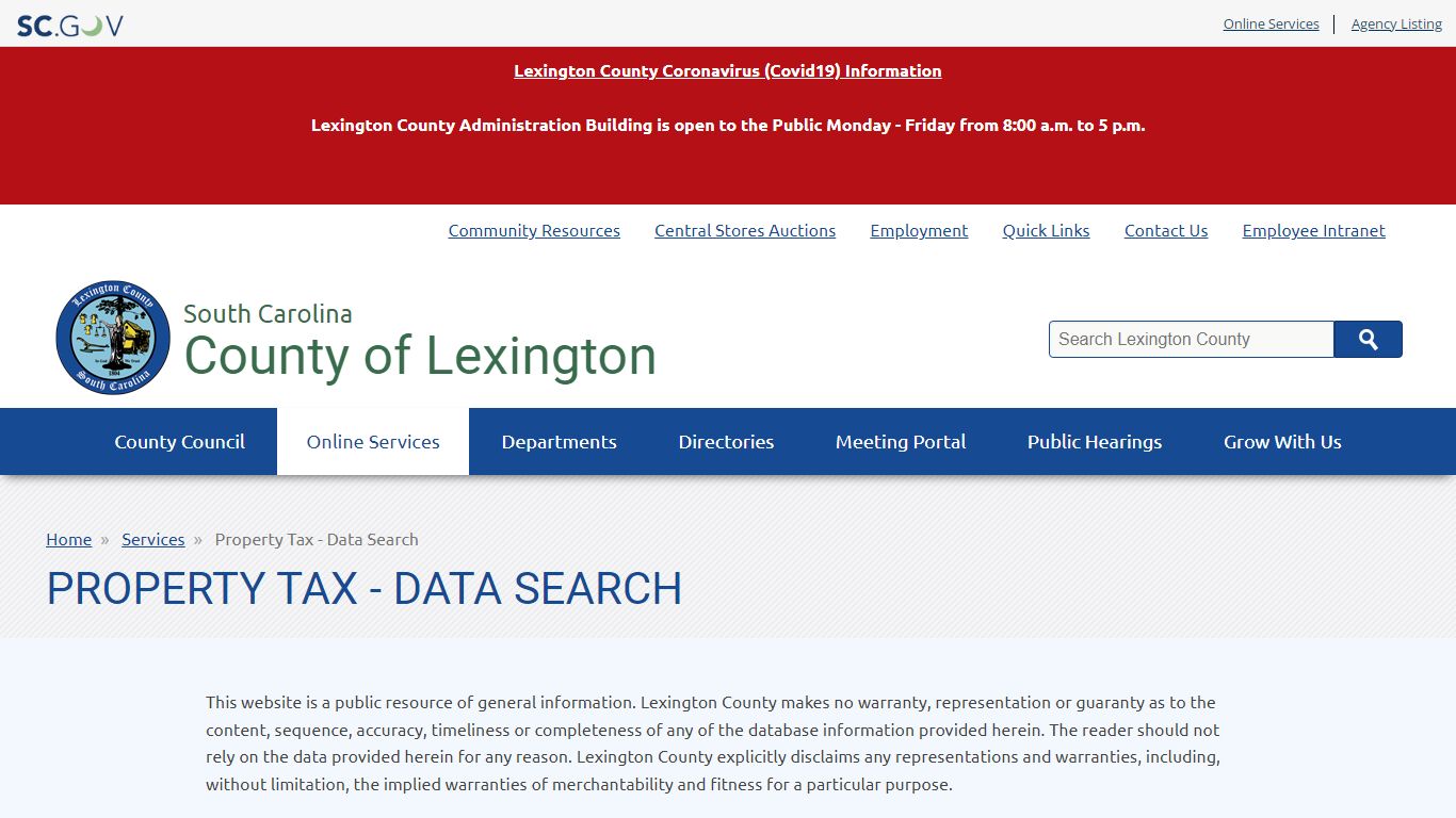Property Tax - Data Search | County of Lexington