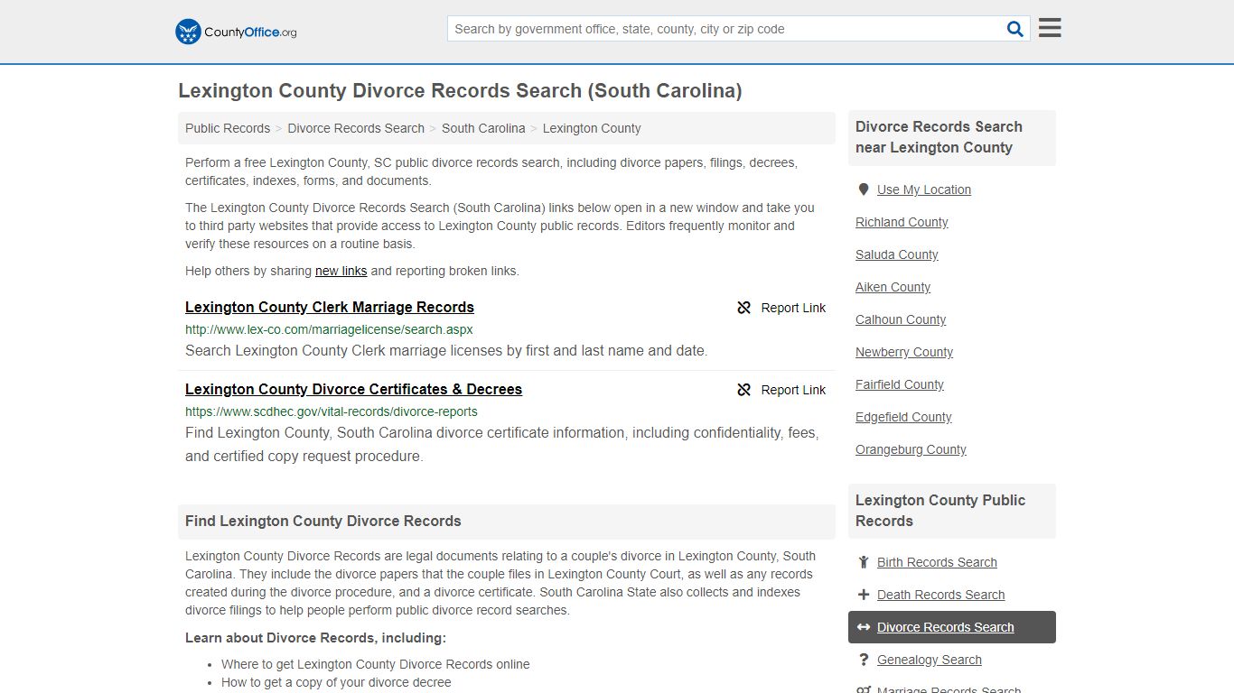Divorce Records Search - Lexington County, SC (Divorce ...
